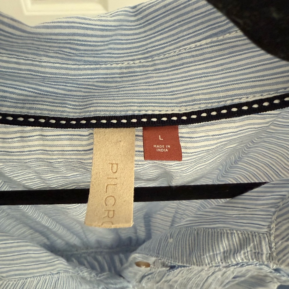 Pilcro Light Blue Pinstripe Peplum Button-Down Blouse - Picture 4 of 8